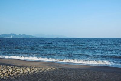 Scenic view of sea against clear sky