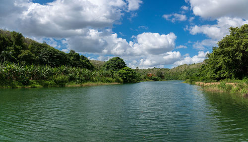 Scenic view of lake against sky