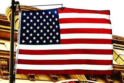Low angle view of american flag