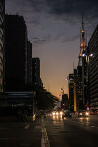City street and buildings at night