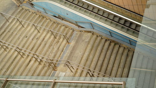 High angle view of empty staircase in building