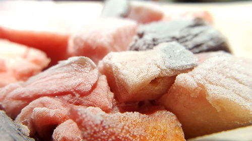Close-up of iced frozen raw fish 