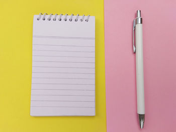 High angle view of pen on table