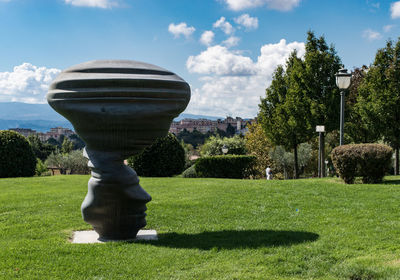 View of sculpture in park