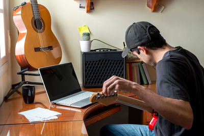 Man working on table