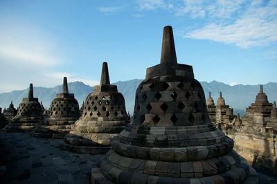 Borobudur temples against blue sky