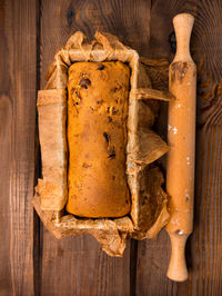 Directly above shot of bread in container