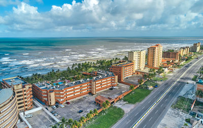 High angle view of sea against sky