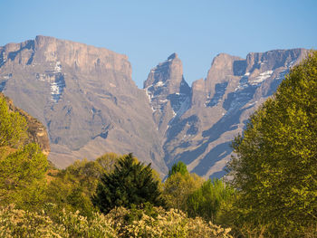 Scenic view of mountains against clear sky