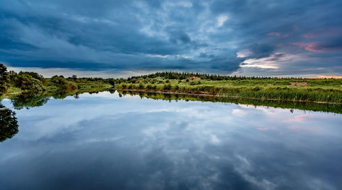 Scenic view of lake against sky