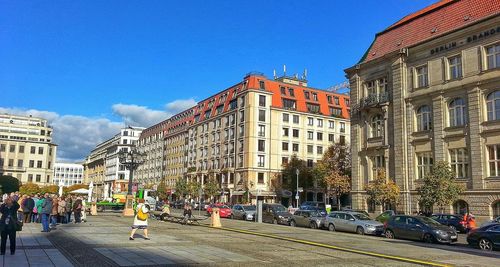 City street against blue sky