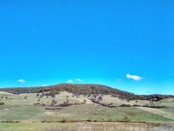 Scenic view of landscape against blue sky