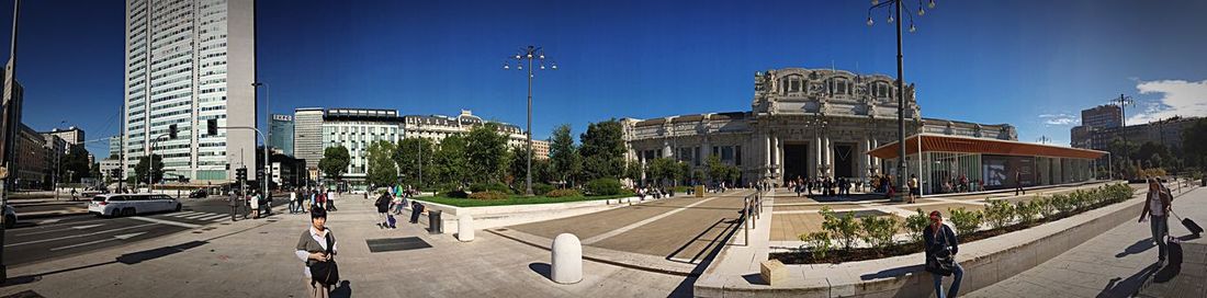 City street against blue sky