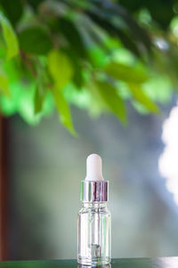 Close-up of bottle against blurred background