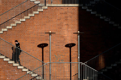 View of pedestrian walkway in city