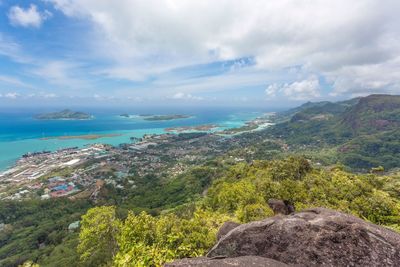 Scenic view of sea against cloudy sky