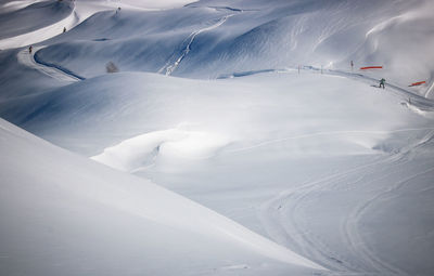 Winter scene at the snowy ski resort of alpe d'huez in isere in france