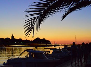 Silhouette of boat at sunset