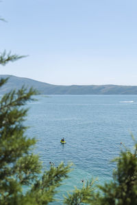 Scenic view of lake against clear sky