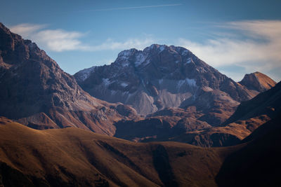 Scenic view of mountain ranges against sky