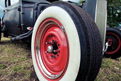 Close-up of red tire
