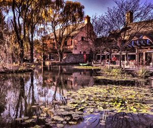 Reflection of built structure in water