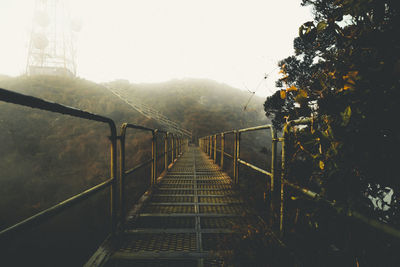 View of bridge in foggy weather