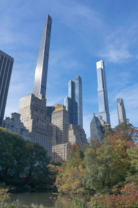 Low angle view of modern buildings against sky