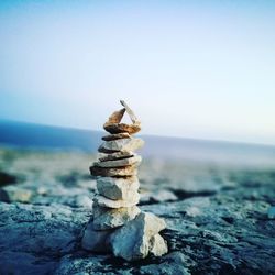 Stack of pebbles on beach