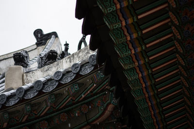 Low angle view of temple outside building