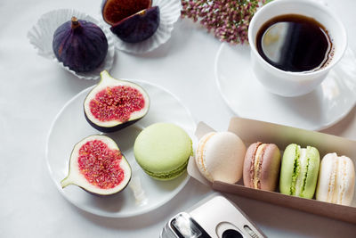 High angle view of food on table