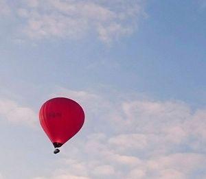 Low angle view of hot air balloon against sky