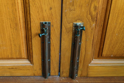 Close-up of closed wooden door