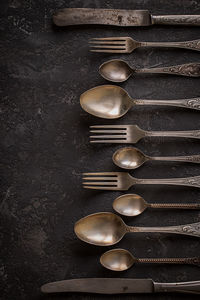 Directly above shot of objects in row