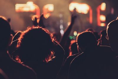 Rear view of crowd at music festival