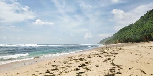 Scenic view of beach against sky