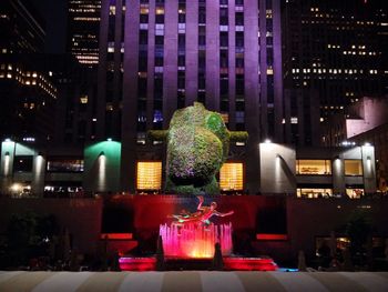 Illuminated building at night