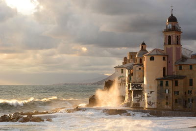 Seastorm in camogli. golfo paradiso. liguria. italy