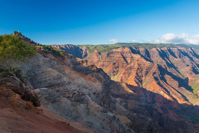 Scenic view of waimea canyon, kauai, hawaii, usa seen from waimea canyon lookout against sky