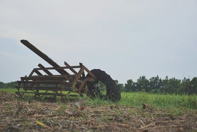 Traditional windmill against sky