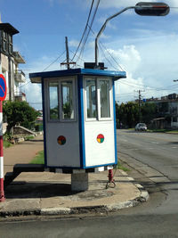 View of bus stop on street