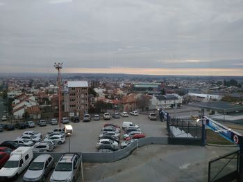 View of city against cloudy sky