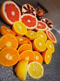 High angle view of fruits on table