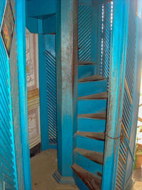 High angle view of empty seats in building