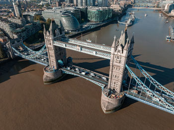 Aerial panoramic cityscape view of london and the river thames