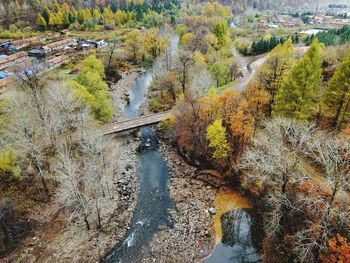 Aerial view of river passing through landscape