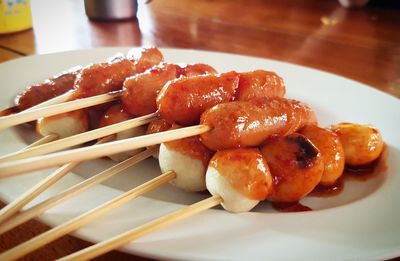 Close-up of food served in plate