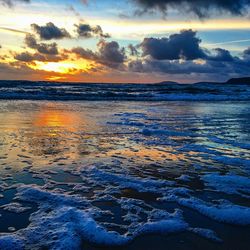 Scenic view of sea at sunset