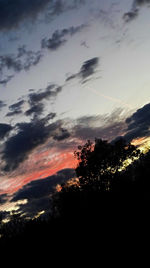 Silhouette trees against sky during sunset