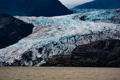 Mendenhall glacier in juneau, alaska on a summer day